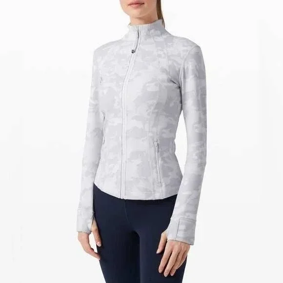 Lululemon Align White Camo Jacket Full Zip Athletic Athleisure Size 12 - Picture 1 of 9